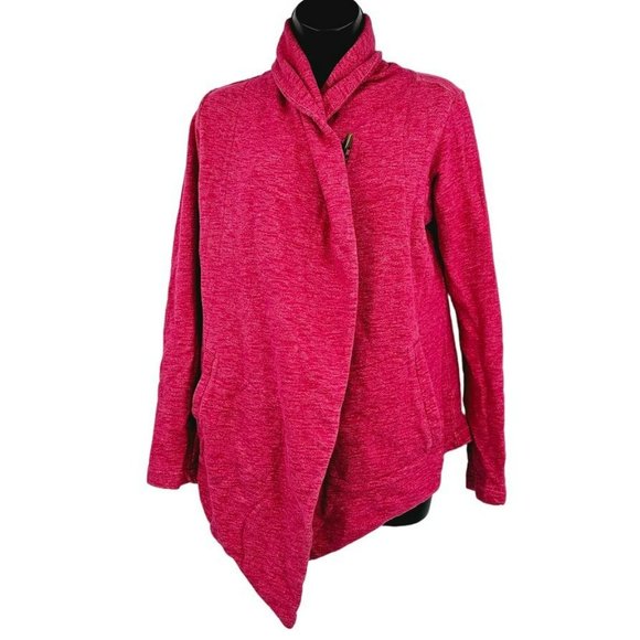 The North Face Fallsgrove Wrap Sweater Toggle Cardigan S Heathered Red Cotton - Picture 12 of 13